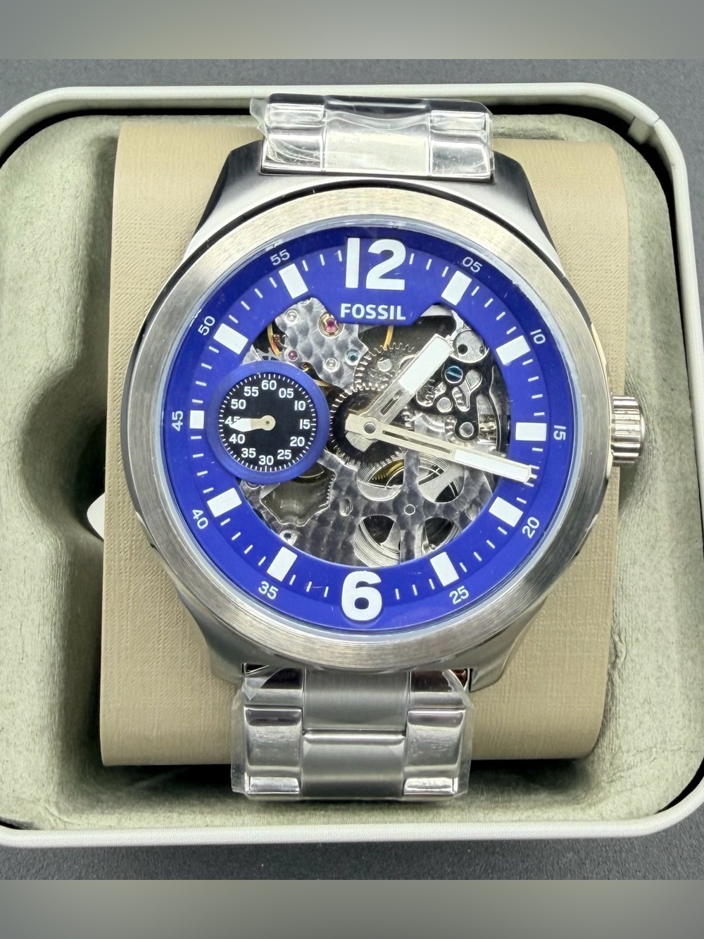 NWT FOSSIL Brox Skeleton BQ2582 Large Mechanical Manual Winding Men Watch